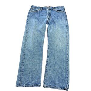 Levis 501 Jeans Men 36W 30L XX Blue Button Fly Straight Leg Black Bat‎ Wing